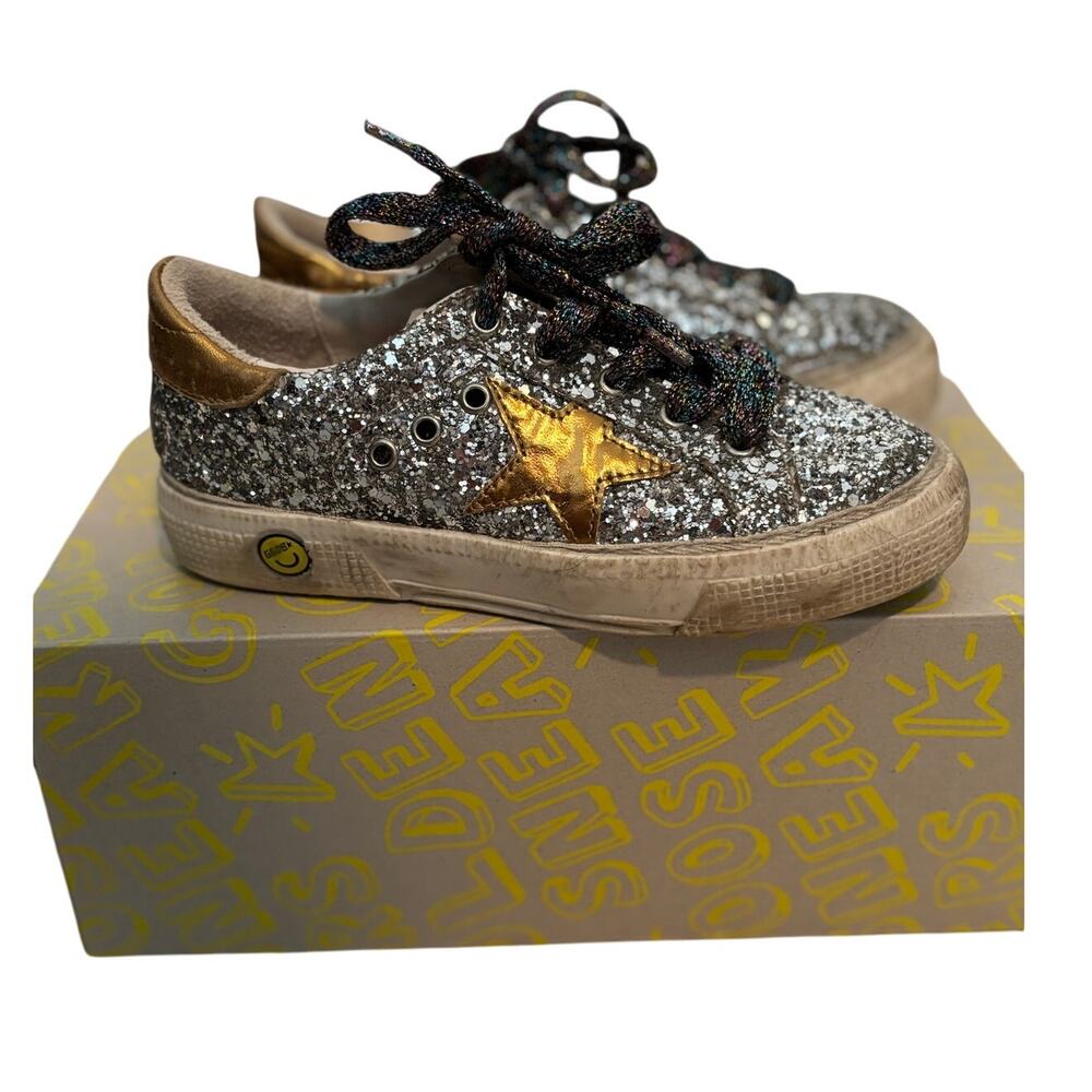Golden Goose Kids May Kids Unisex Sneakers - Silver Gold - Size 29 US 12